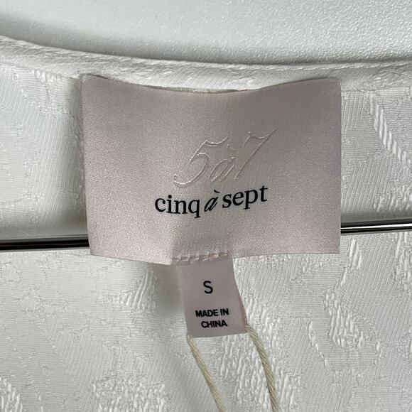 Cinq A Sept Theo Top Wrap Surplice V Neck Blouse Ivory Jacquard Small NWT - Picture 6 of 14
